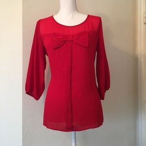 Love and Haight Red Bow Blouse